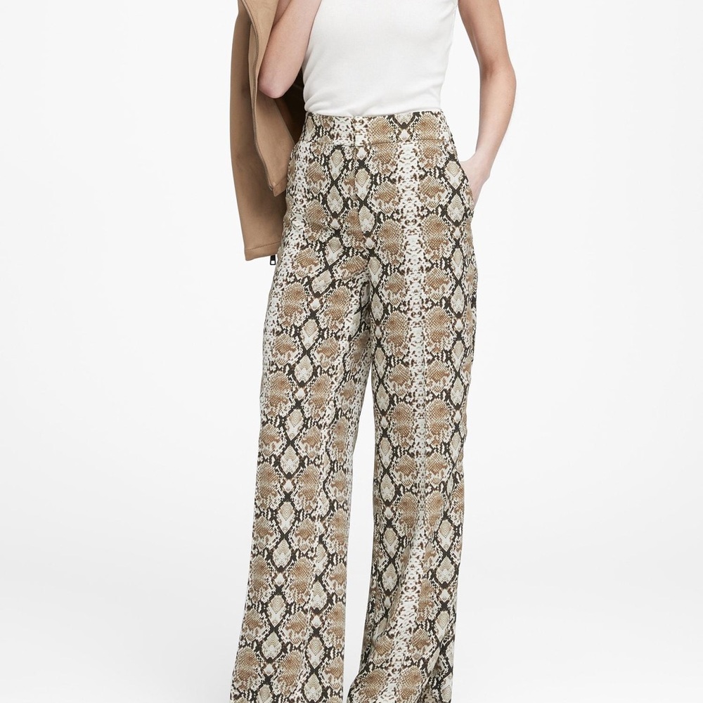 Petite High-Rise, Wide-Leg Snake Skin Pant
